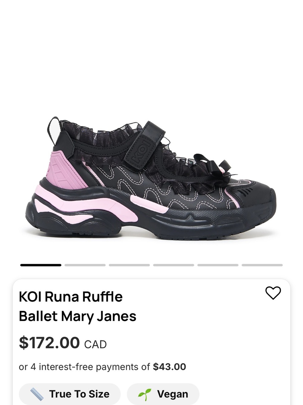 KOI Runa Ruffle Mary Jane Sneakers Pink and Black